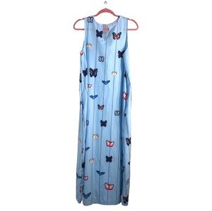 Blue Butterflies Print Maxi Tall Dress